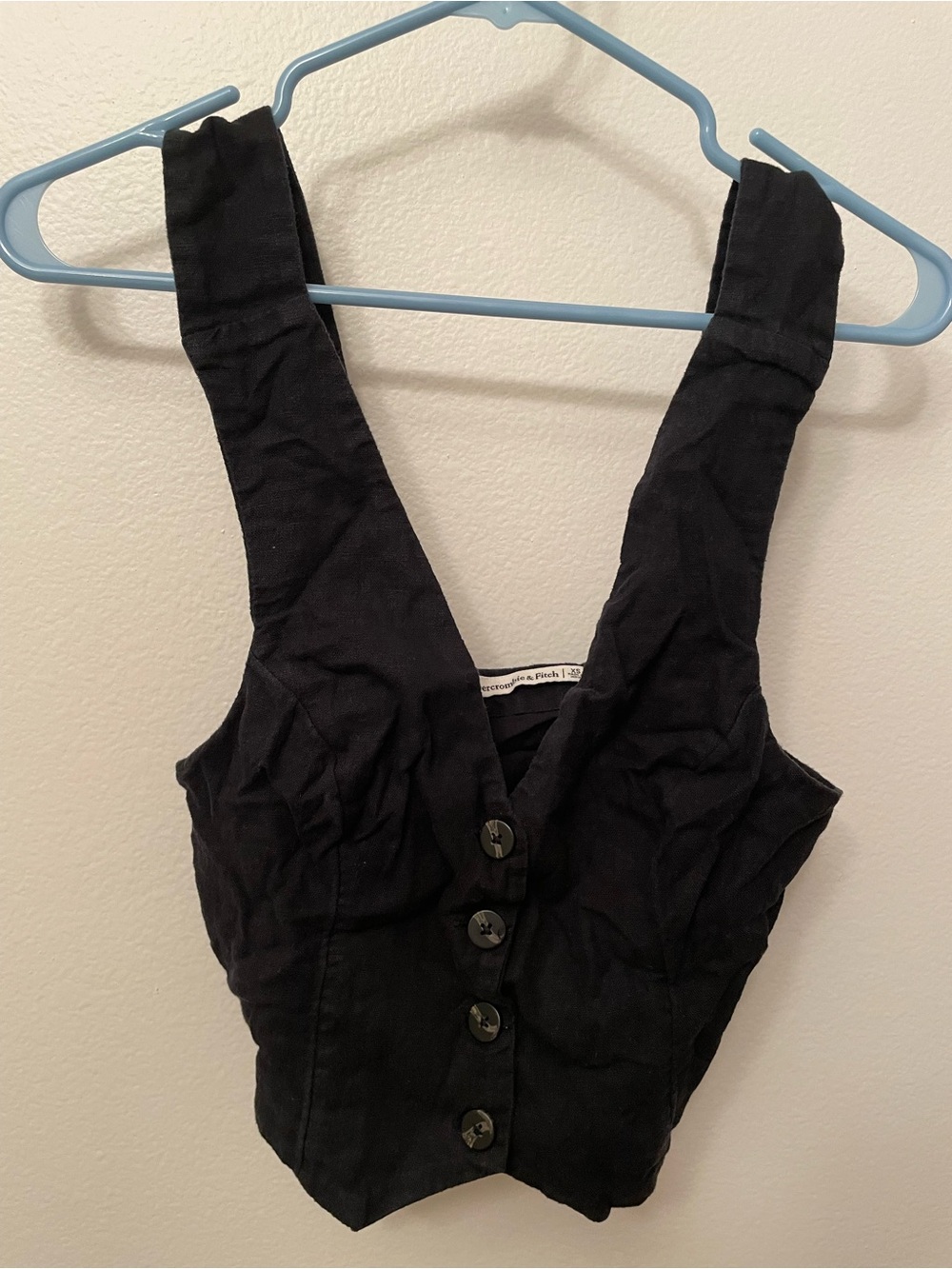 Abercrombie Black Women's Button-Front Crop Vest Top Size XS